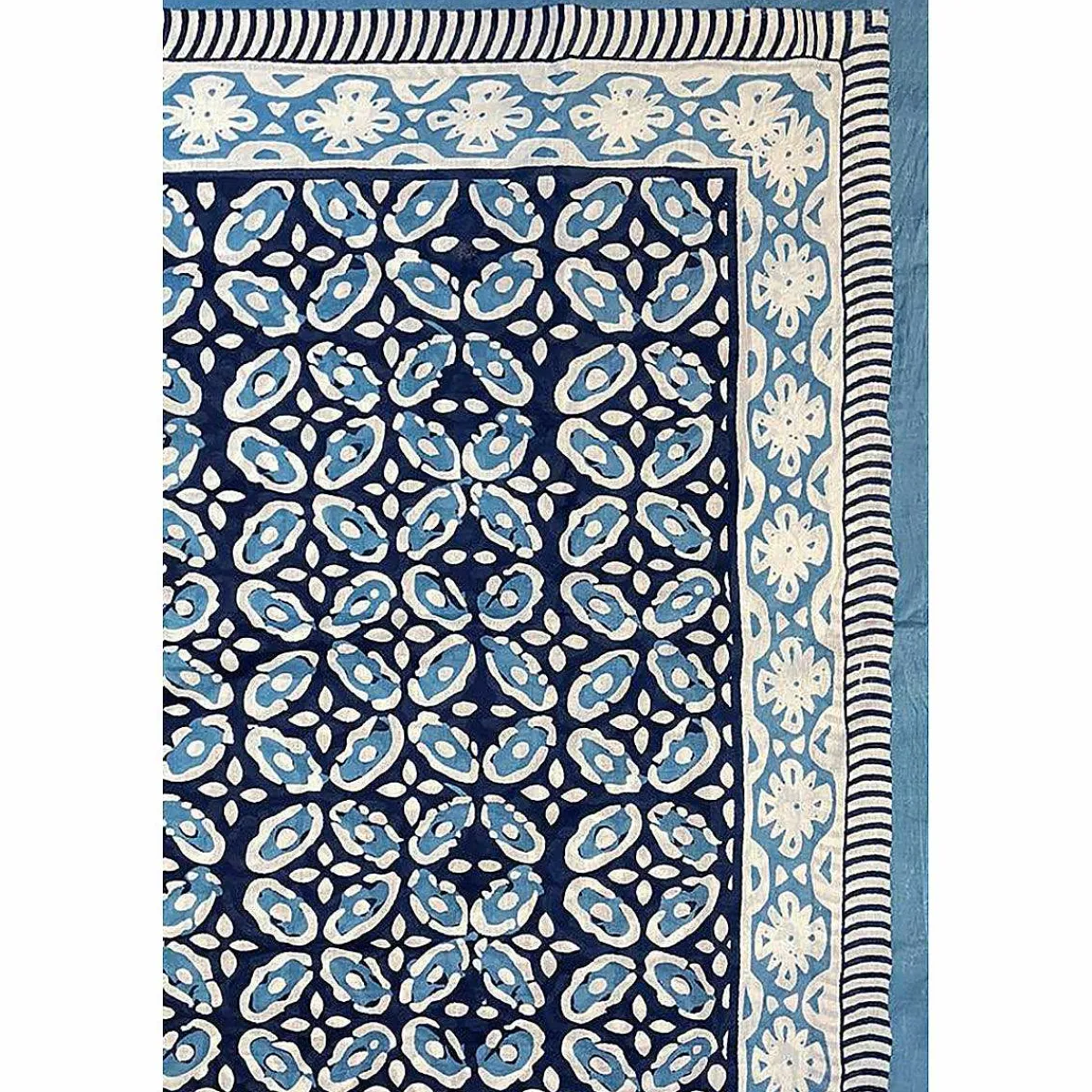 Flower Blue Hand Printed Cotton Sarong>Pachamama Best