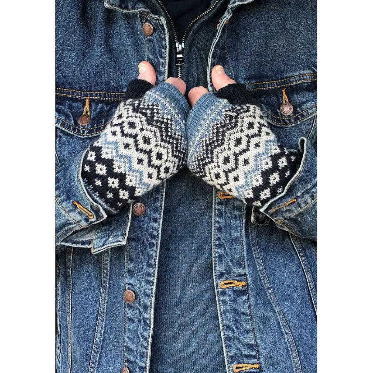 Men's Nordic Blue Fingerless Gloves>Pachamama Hot