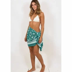 Starfish Green Hand Printed Cotton Sarong><noscript><img width=