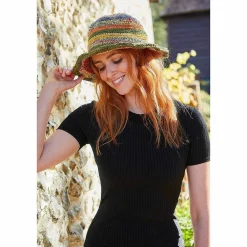 Striped Hemp/Cotton Hat><noscript><img width=