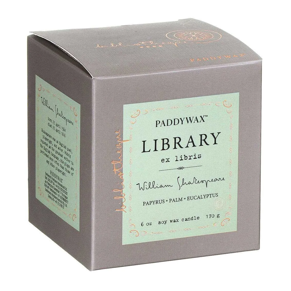 Library 170G William Shakespeare Boxed Soy Candle>Paddywax Hot