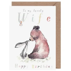 Bear, Hare & Mouse 'Wife' Birthday Card>Paper Shed Designs Discount