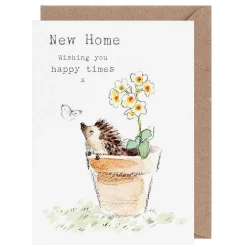 Hedgehog In Flowerpot 'New Home' Greetings Card>Paper Shed Designs Shop