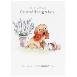 Puppy & Hedgehog 'Granddaughter' Birthday Card>Paper Shed Designs Clearance