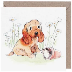 Puppy & Hedgehog Square Greetings Card>Paper Shed Designs Cheap