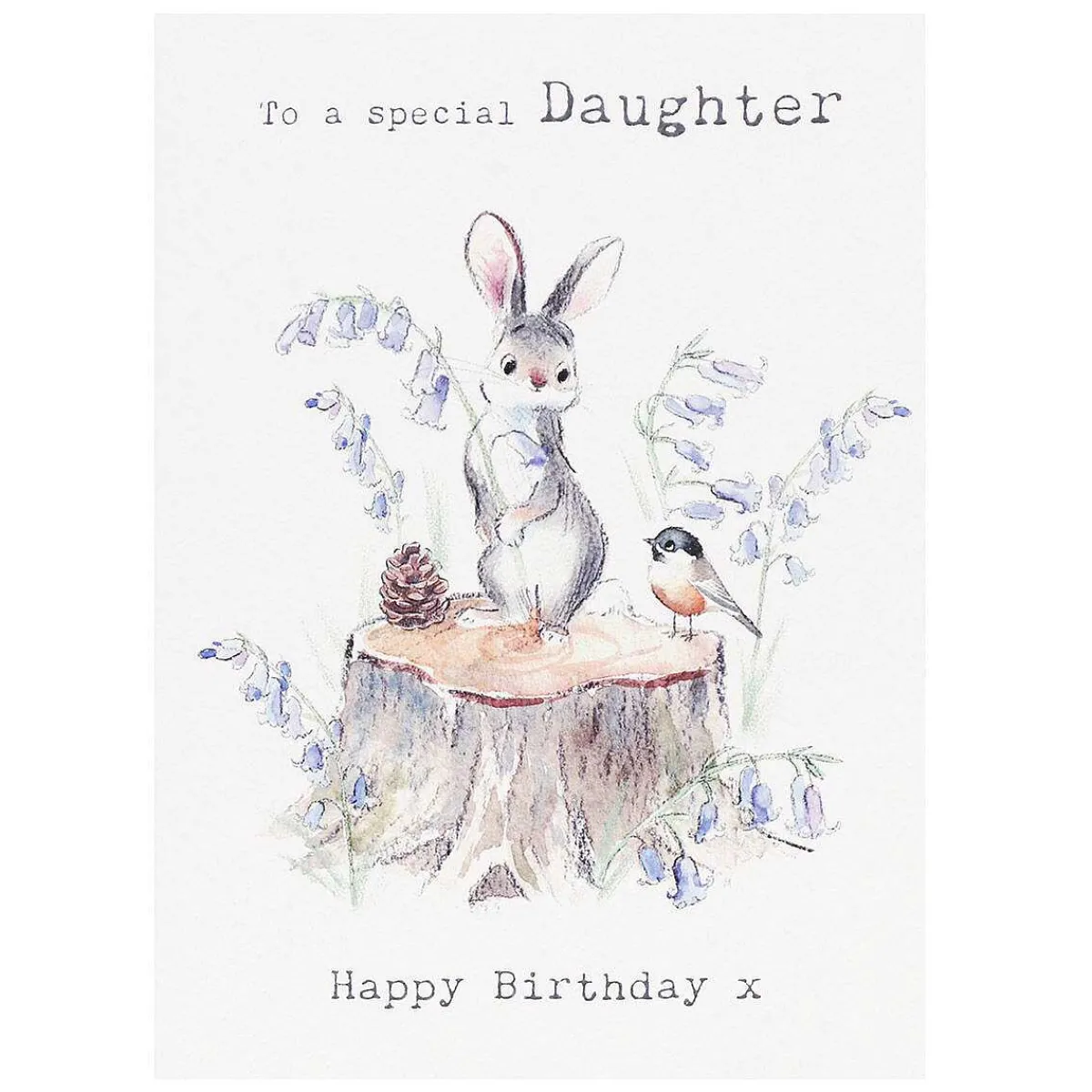 Rabbit With Bluebells 'Daughter' Birthday Card>Paper Shed Designs Flash Sale