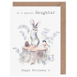 Rabbit With Bluebells 'Daughter' Birthday Card>Paper Shed Designs Flash Sale