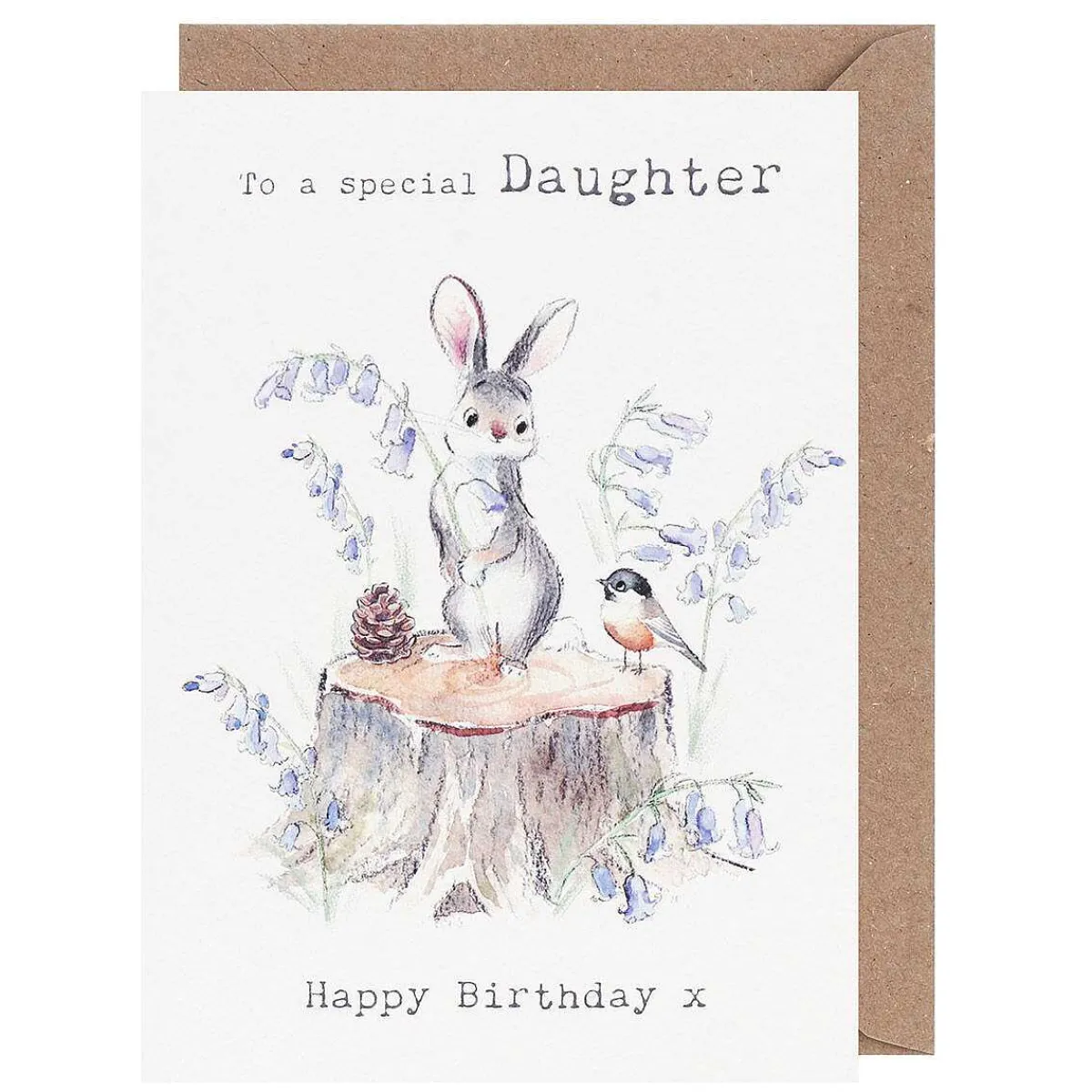 Rabbit With Bluebells 'Daughter' Birthday Card>Paper Shed Designs Flash Sale