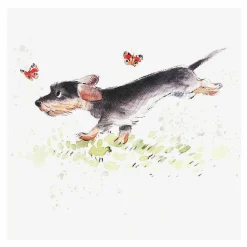 Running Dog With Butterflies Pack Of 5 Notecards>Paper Shed Designs Shop
