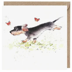 Running Dog With Butterflies Pack Of 5 Notecards>Paper Shed Designs Shop