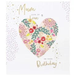 Day Dreamer Floral Heart Mum Birthday Card>Paperlink Clearance