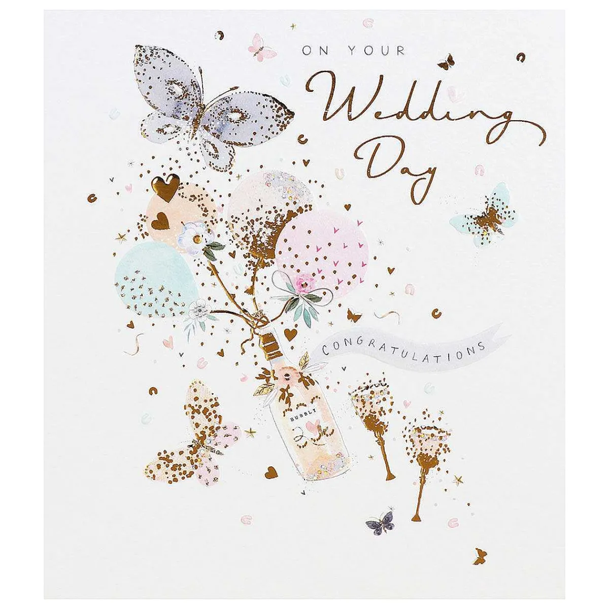 Violet 'Balloon Bubbly' Wedding Day Card>Paperlink Hot