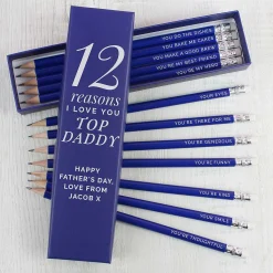 Personalised '12 Reasons' Box And 12 Blue Hb Pencils><noscript><img width=