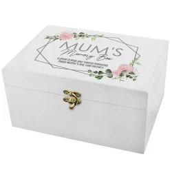 Personalised Abstract Rose White Wooden Keepsake Box>Temptation Gifts Store