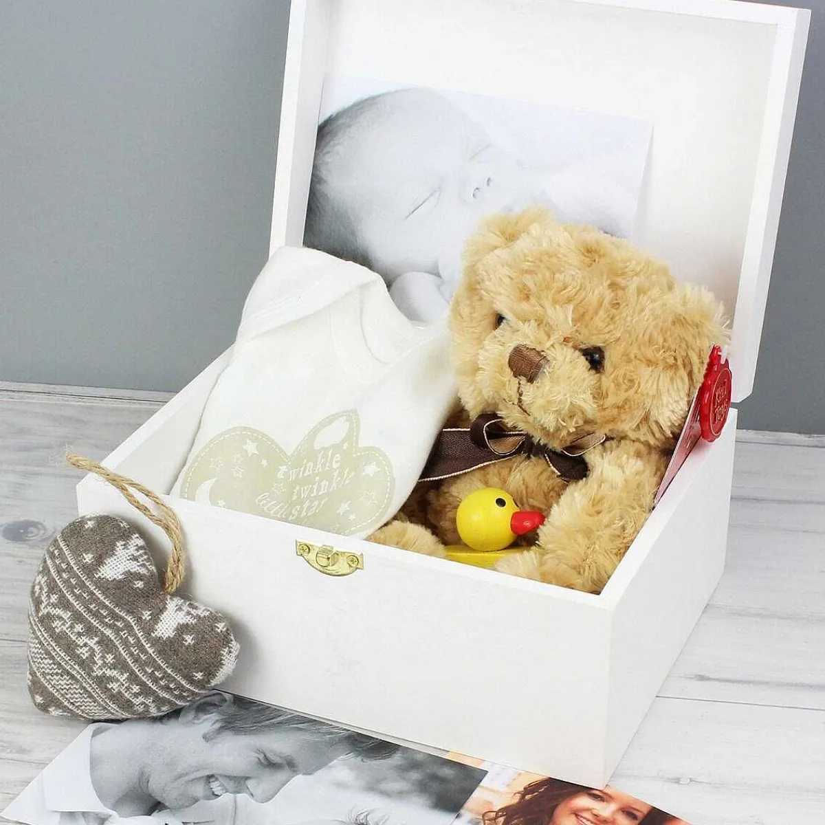 Personalised Abstract Rose White Wooden Keepsake Box>Temptation Gifts Store