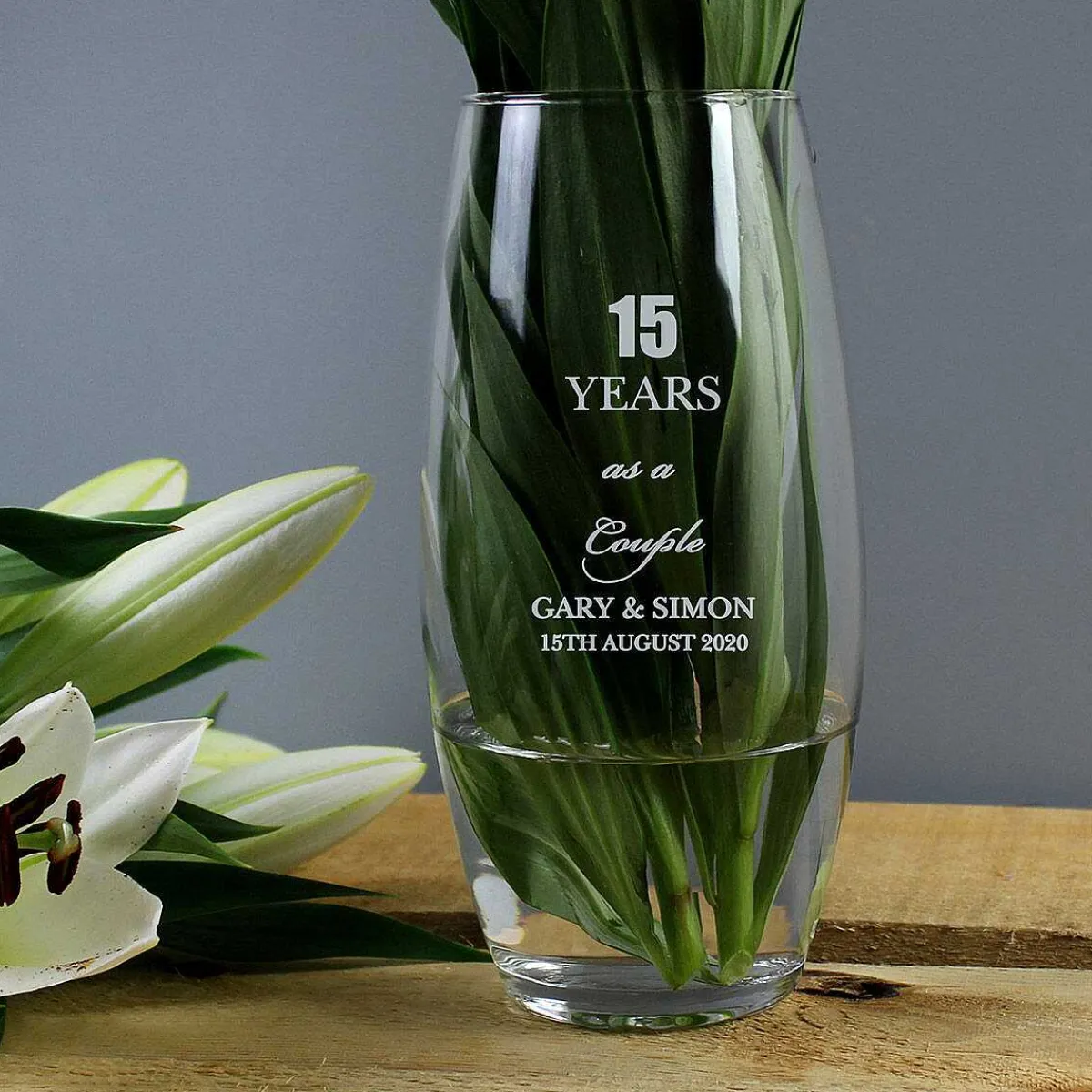 Personalised Anniversary Glass Bullet Vase>Temptation Gifts New