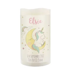 Personalised Baby Unicorn Led Candle>Temptation Gifts Fashion