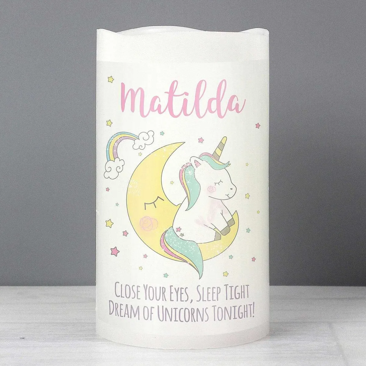 Personalised Baby Unicorn Led Candle>Temptation Gifts Fashion