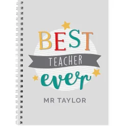 Personalised 'Best Teacher Ever' A5 Notebook>Temptation Gifts Outlet