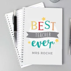 Personalised 'Best Teacher Ever' A5 Notebook>Temptation Gifts Outlet
