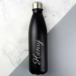 Personalised Black Metal Insulated Drinks Bottle>Temptation Gifts Fashion
