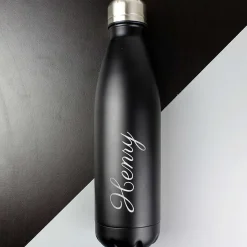 Personalised Black Metal Insulated Drinks Bottle><noscript><img width=