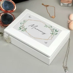 Personalised Botanical Butterfly Wooden Jewellery Box>Temptation Gifts Flash Sale