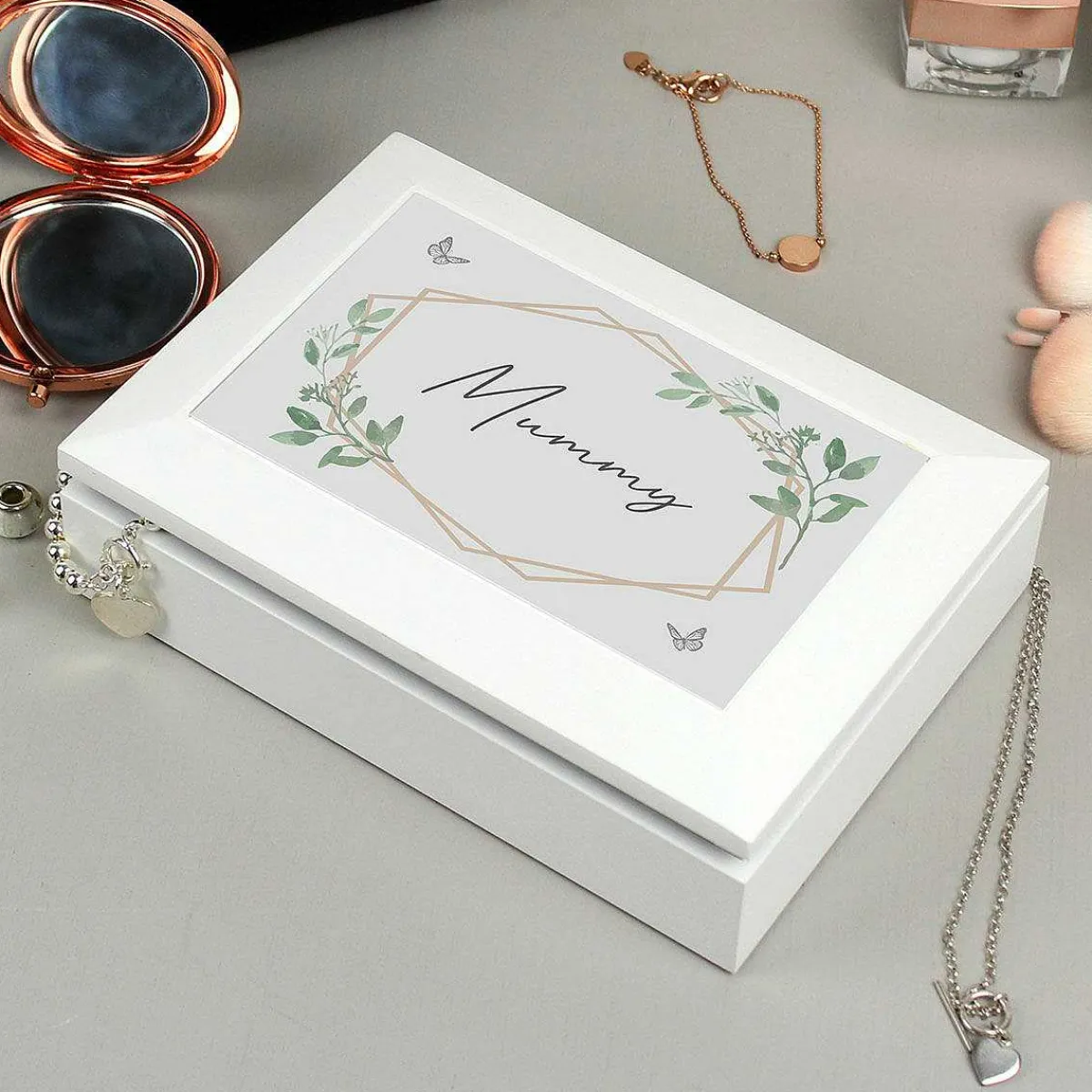 Personalised Botanical Butterfly Wooden Jewellery Box>Temptation Gifts Flash Sale