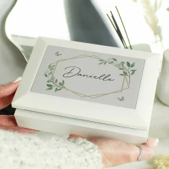 Personalised Botanical Butterfly Wooden Jewellery Box>Temptation Gifts Flash Sale