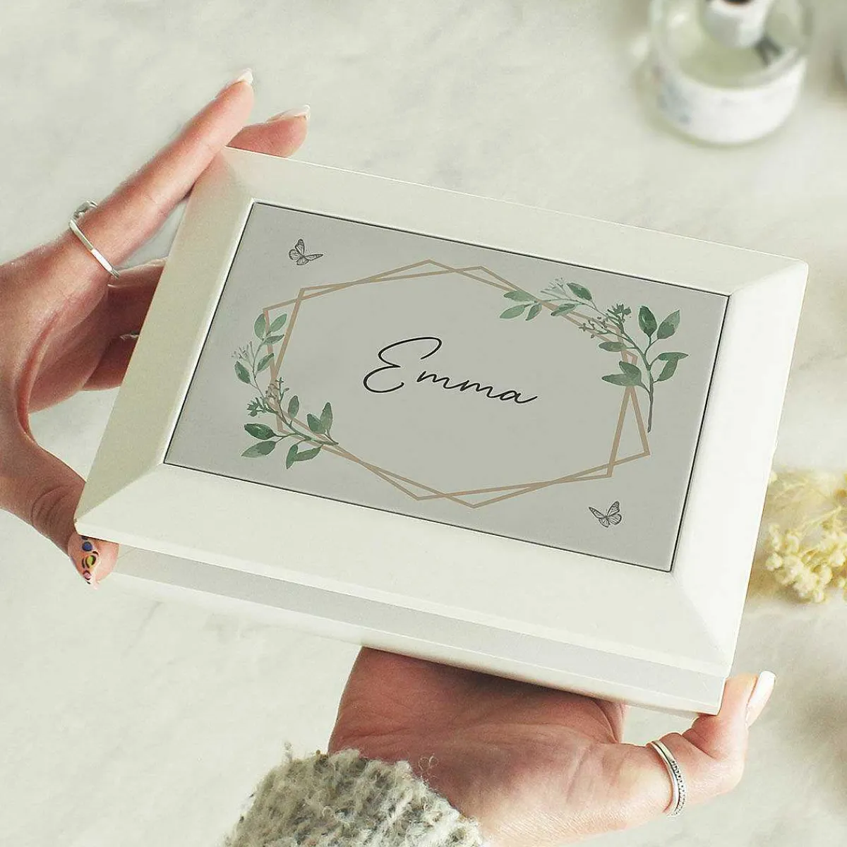 Personalised Botanical Butterfly Wooden Jewellery Box>Temptation Gifts Flash Sale