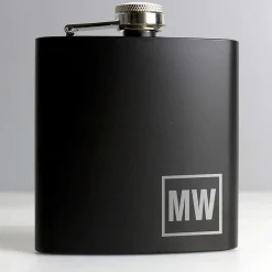Personalised Boxed Black Initials Hip Flask><noscript><img width=