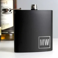 Personalised Boxed Black Initials Hip Flask><noscript><img width=