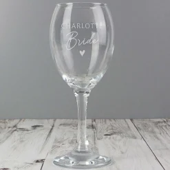 Personalised Bride Wine Glass>Temptation Gifts New