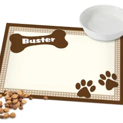 Personalised Brown Dotty Dog Placemat>Temptation Gifts New
