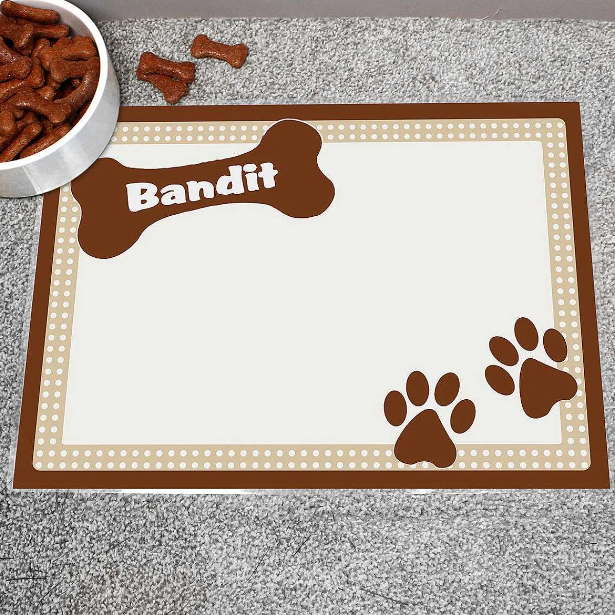 Personalised Brown Dotty Dog Placemat>Temptation Gifts New