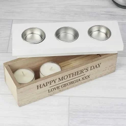 Personalised Classic Triple Tea Light Box>Temptation Gifts Fashion
