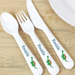Personalised Dinosaur 3 Piece Plastic Cutlery Set>Temptation Gifts Cheap
