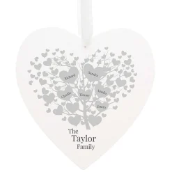 Personalised 'Family Tree' Large Wooden Heart Hanging Decoration>Temptation Gifts Discount