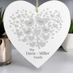 Personalised 'Family Tree' Large Wooden Heart Hanging Decoration><noscript><img width=