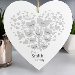 Personalised 'Family Tree' Large Wooden Heart Hanging Decoration><noscript><img width=