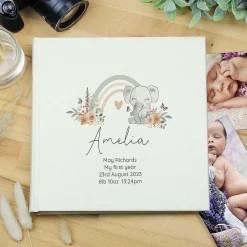 Personalised Floral Elephant Square 6X4 Photo Album><noscript><img width=