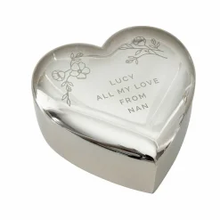 Personalised Floral Free Text Heart Trinket Box>Temptation Gifts Flash Sale