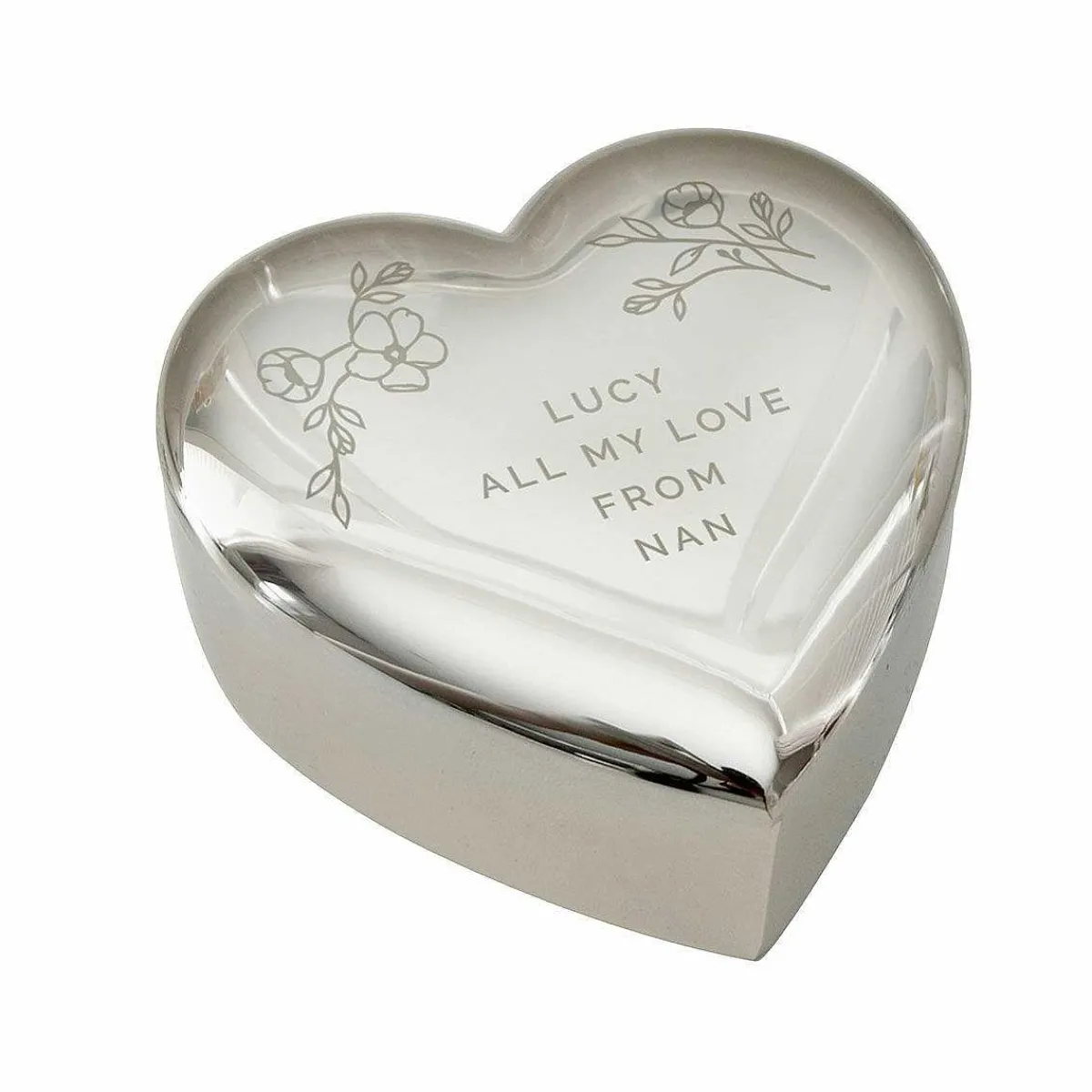 Personalised Floral Free Text Heart Trinket Box>Temptation Gifts Flash Sale