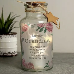 Personalised Floral Watercolour Led Glass Jar><noscript><img width=