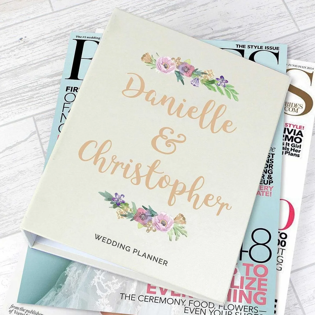 Personalised Floral Watercolour Wedding Planner>Temptation Gifts Online