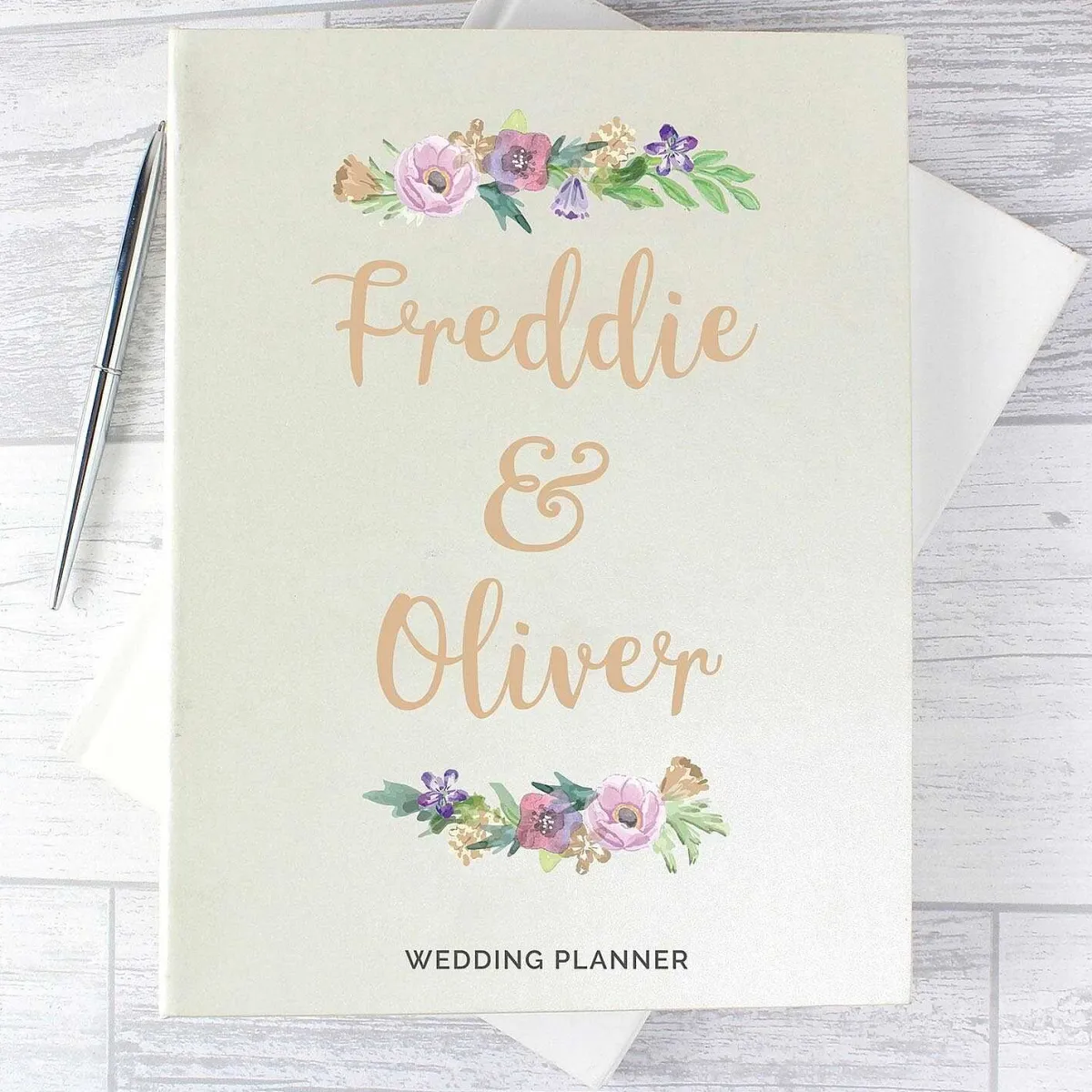 Personalised Floral Watercolour Wedding Planner>Temptation Gifts Online
