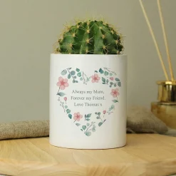 Personalised 'Free Text' Floral Heart Ceramic Storage Pot>Temptation Gifts Best