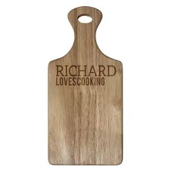 Personalised 'Free Text' Wooden Paddle Chopping Board><noscript><img width=