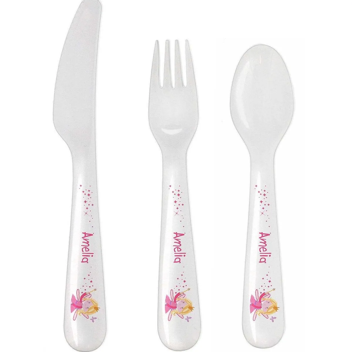 Personalised Garden Fairy 3 Piece Plastic Cutlery Set>Temptation Gifts Best