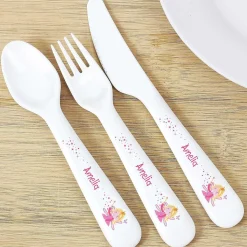 Personalised Garden Fairy 3 Piece Plastic Cutlery Set>Temptation Gifts Best